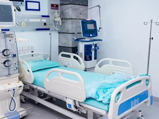 Intensive care bed and monitoring equipment at Bluebell Hospital
